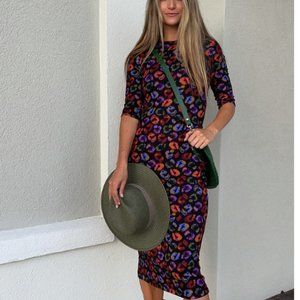 Farm Rio Fitted Leopard Jersey Dress